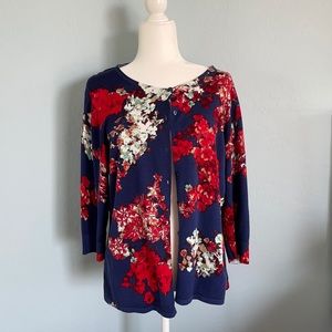 St. Johns Bay Floral Cardigan button up SZ XL/16